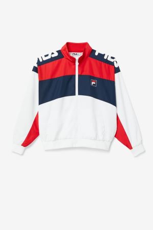 FILA Franc Jackets White / Navy / Red,Mens Clothing | CA.QPISBK057